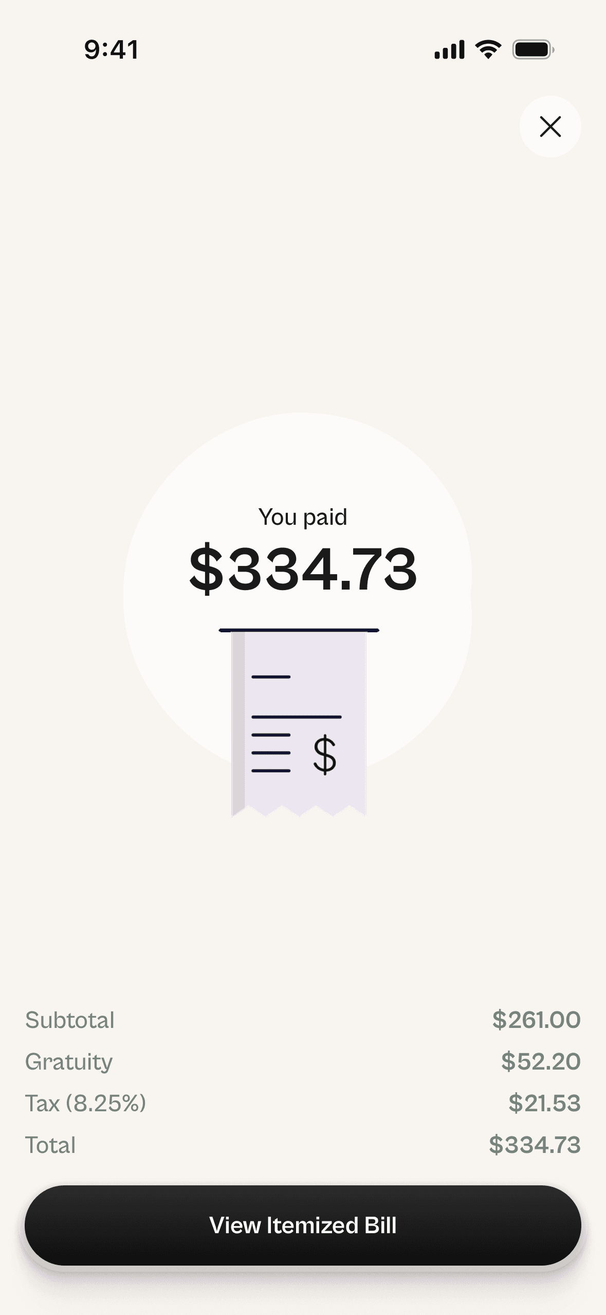 Tabby confirmation screen