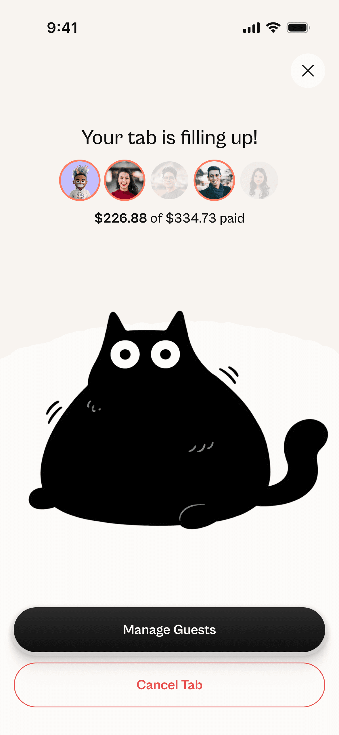 Tabby progress screen